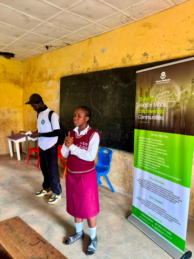 Mercy Wellness outreach banner display at school programme